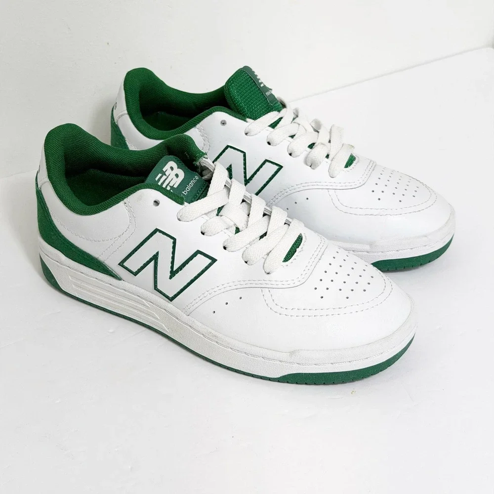 New Balance 80 Court Sneakers Boys 4.5 White Green GSB80GRN Low Top